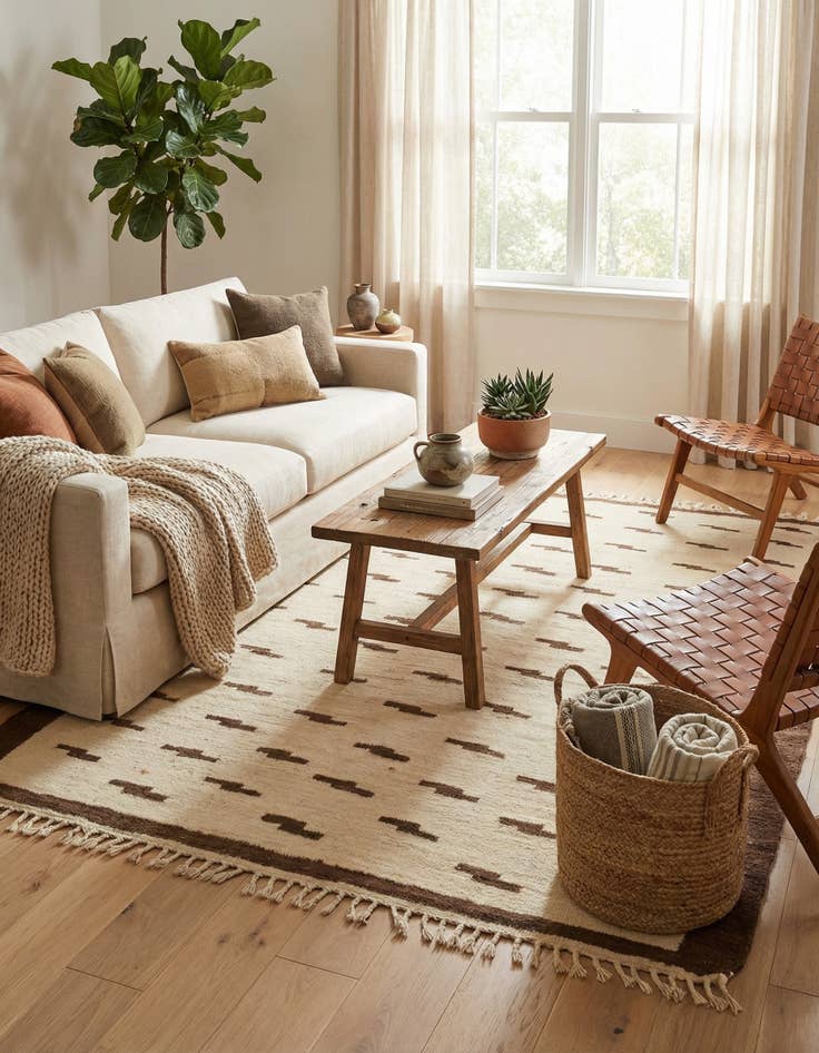 Detail image of 4' 9 x 5' 7  Hand Knotted Moroccan Wool Square Rug