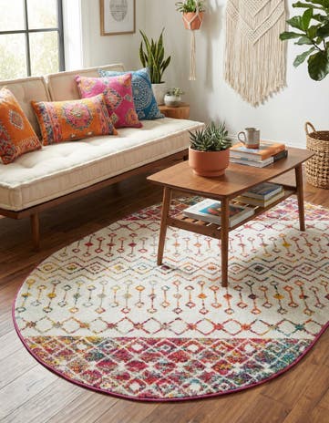 4' x 6' Moroccan Trellis Oval Rug