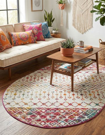 4' x 6' Moroccan Trellis Oval Rug