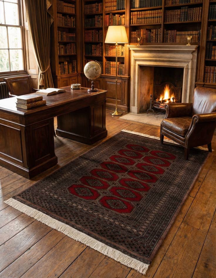 Detail image of 4' 3 x 6' 2 Hand Knotted Bokhara Oriental Wool Rug