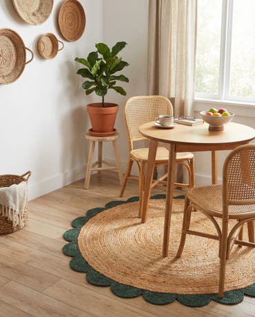  3' 1 x 3' 1  Hand Scallop Braided Jute Round Rug