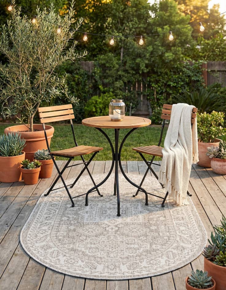 Detail image of 3' x 5' 3  Washable Aztec Indoor / Outdoor Oval Rug