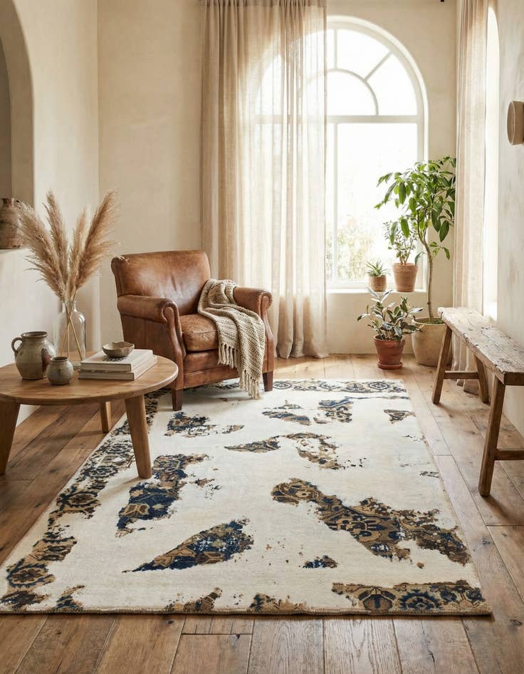 Detail image of 4' 2 x 6' 2  Hand Knotted Ultra Vintage Persian Wool Rug