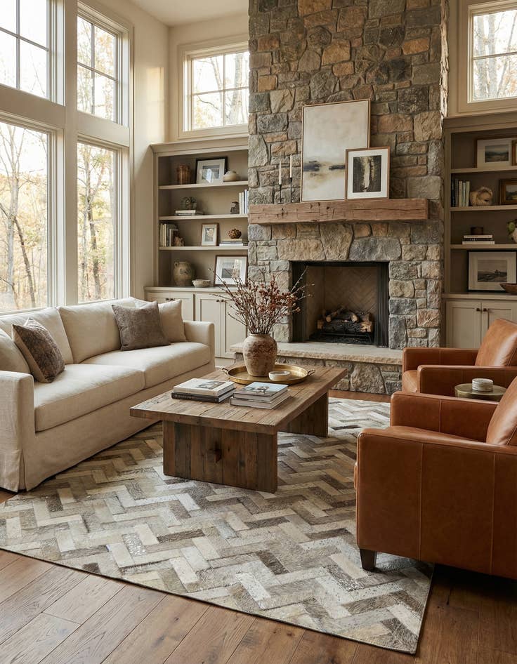 Detail image of 5' x 7' 10 Cowhide Leather Rug