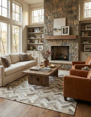 5' x 7' 10 Cowhide Leather Rug