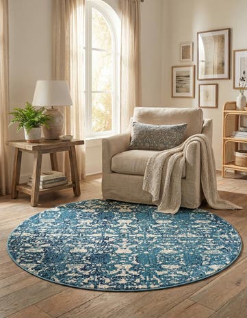 Blue Amulet Round Rug