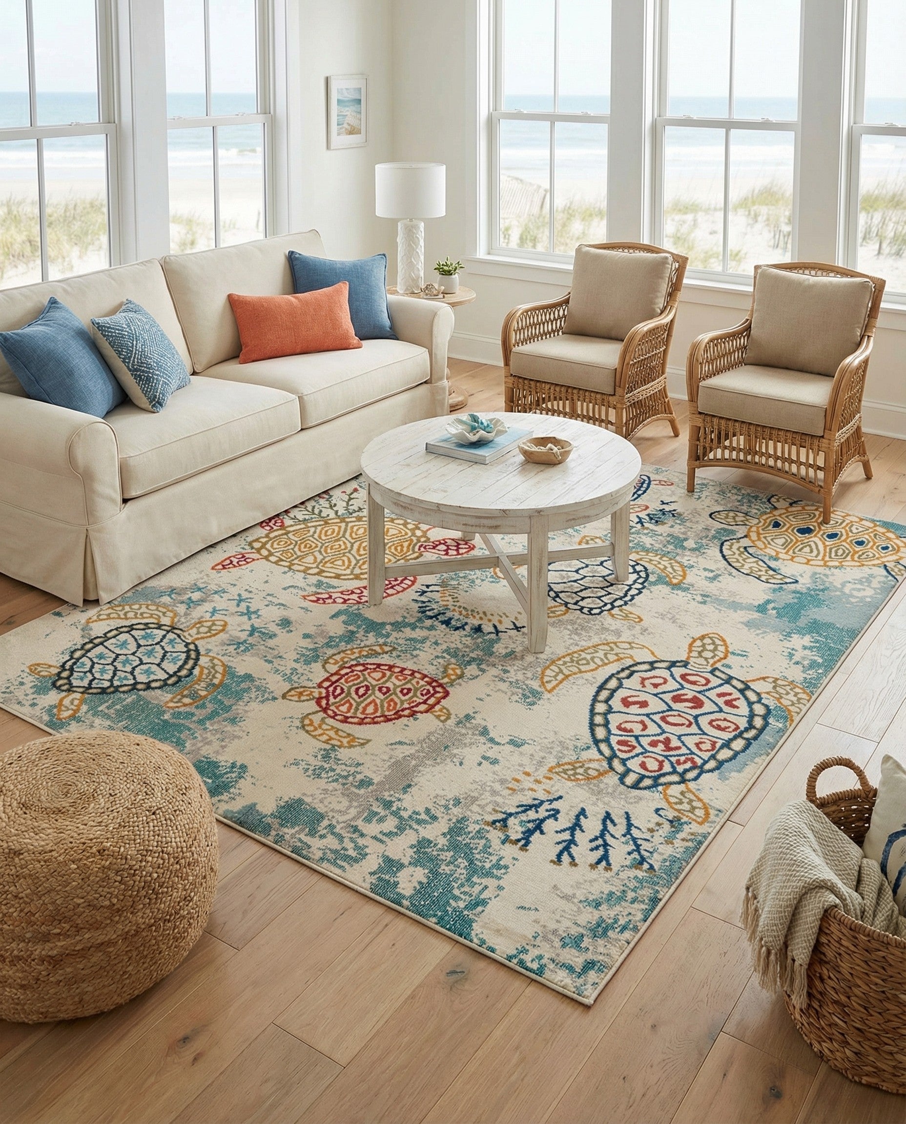 Beige Washable Amalfi Square Rug