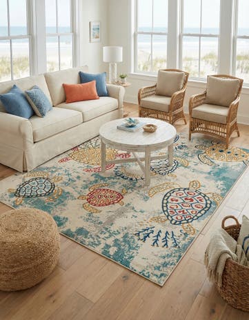 7' 10 x 7' 10 Washable Capri Square Rug