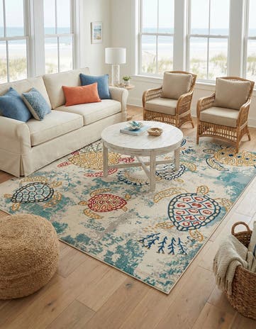 Beige Washable Amalfi Square Rug