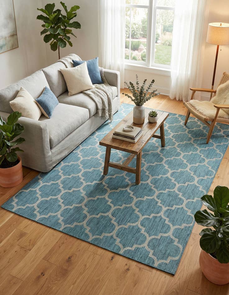 Detail image of 7' x 10' Easy-Clean Trellis Indoor / Outdoor Rug
