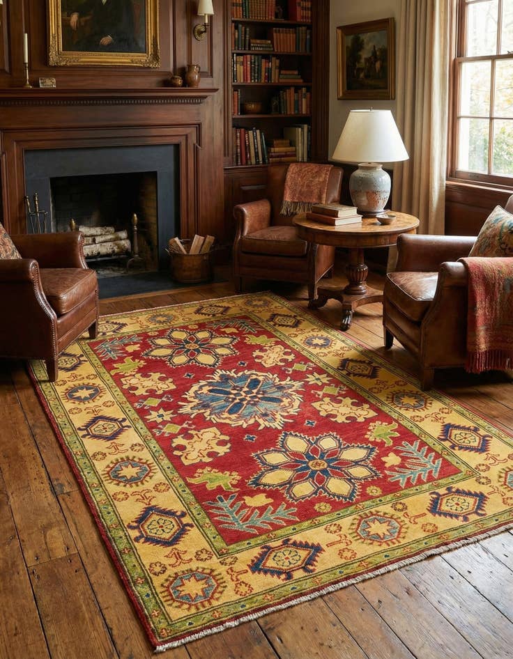 Detail image of 4' 2 x 5' 9  Hand Knotted Kazak Rug