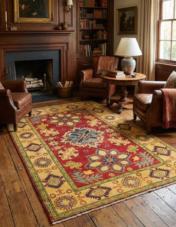 4' 2 x 5' 9 Hand Knotted Kazak Rug