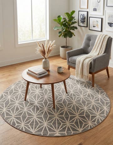 Jill Zarin Gray Uptown Fifth Avenue Round Rug