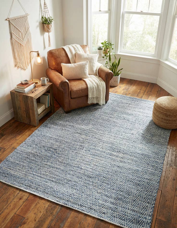 Detail image of 9' x 12'  Hand Woven Chindi Chevron Rug