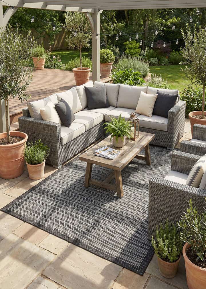 6' x 9' Easy-Clean Border Indoor / Outdoor Rug