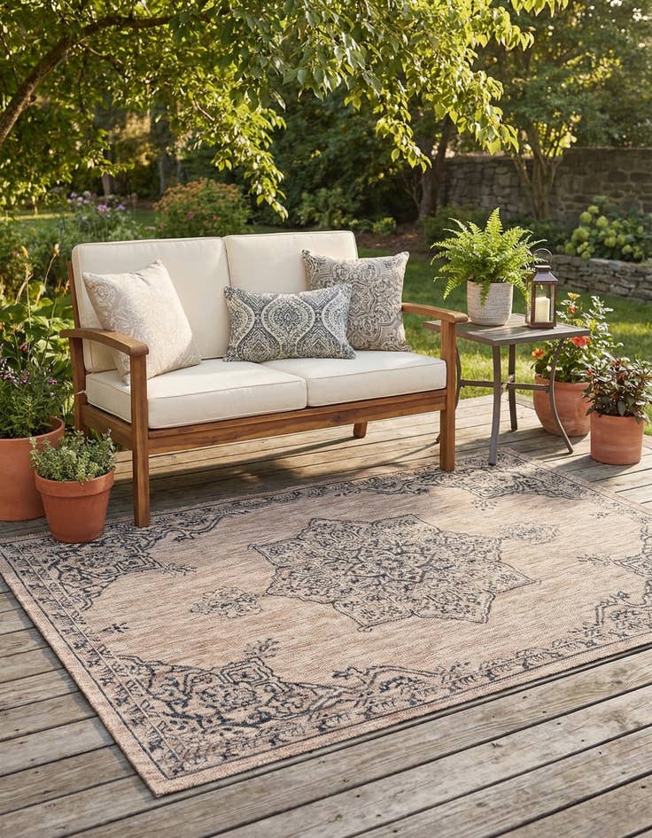 Detail image of 4' x 6'  Washable Traditional Indoor / Outdoor Rug