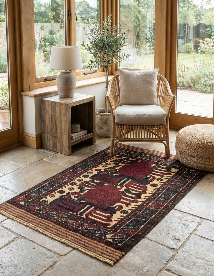 Detail image of  3' x 4' 7  Hand Knotted Sumak Wool Rug