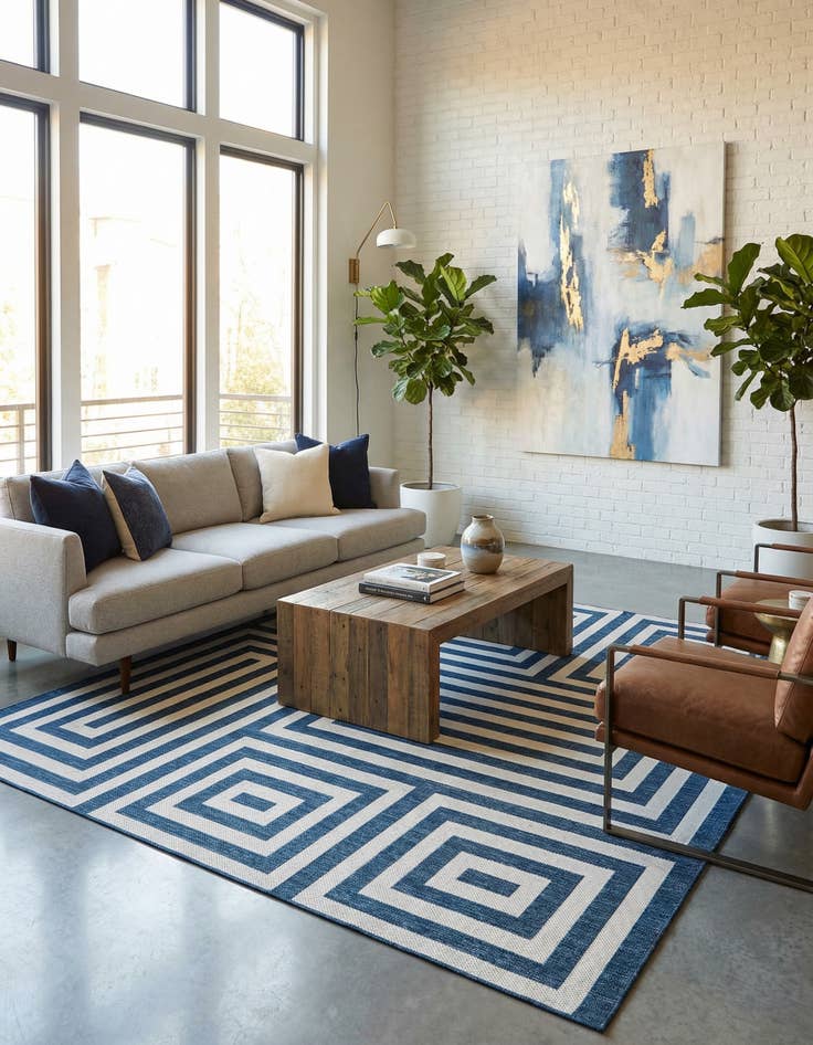 Detail image of  13' x 13'  Washable Modern Indoor / Outdoor Square Rug