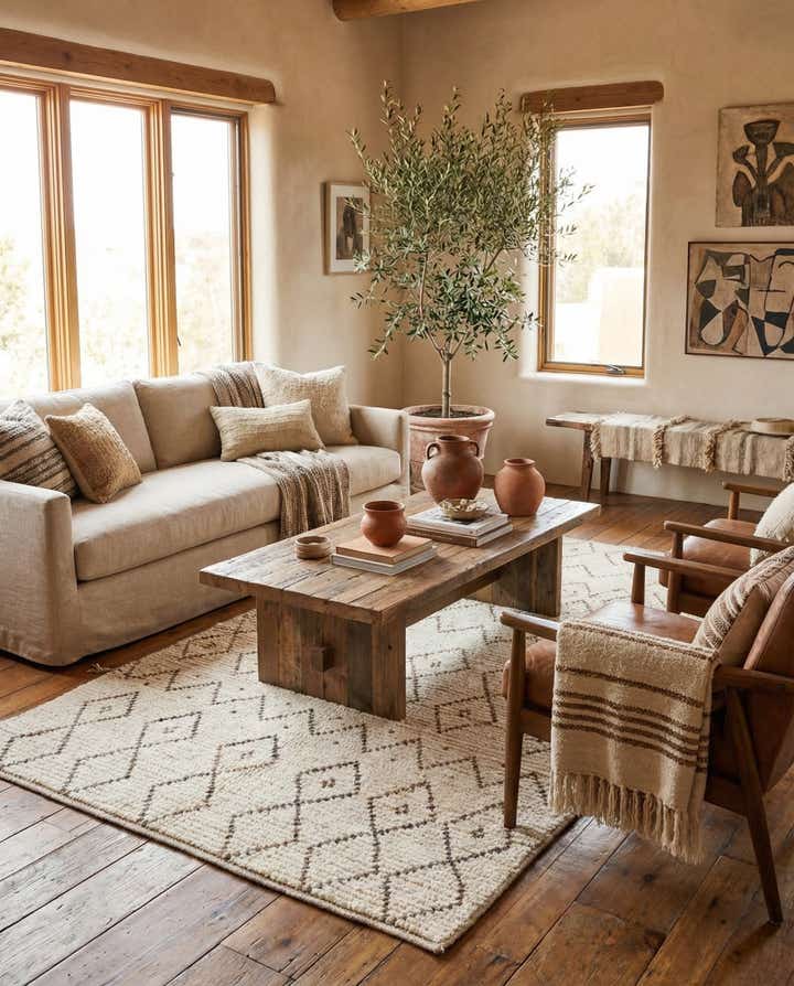 4' 3 x 7' 1 Hand Knotted Moroccan Wool Rug