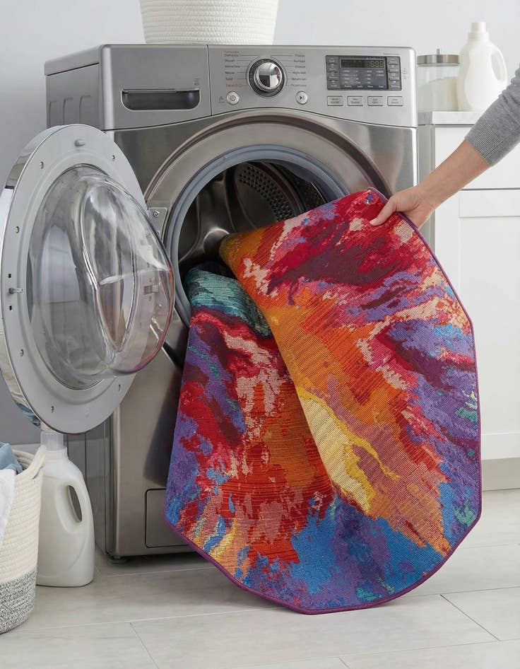 Detail image of 4' x 4'  Washable Modern Indoor / Outdoor Octagon Rug