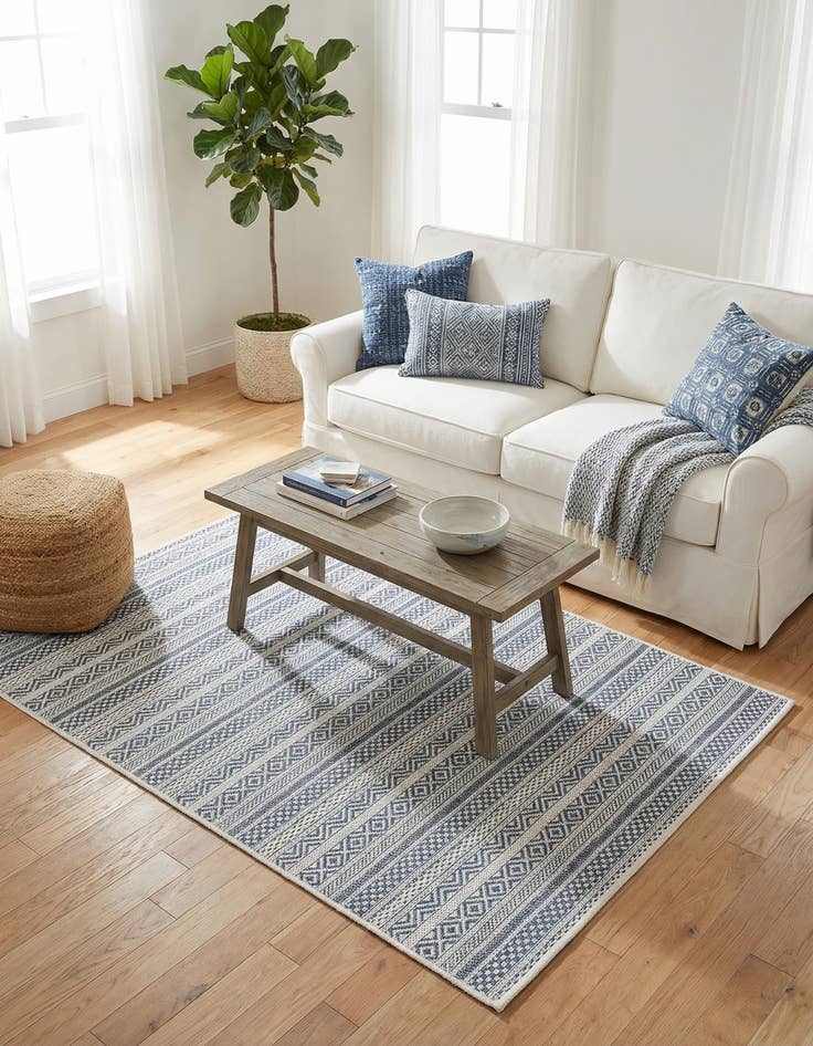 Detail image of 3' x 5' 3  Washable Striped Indoor / Outdoor Rug