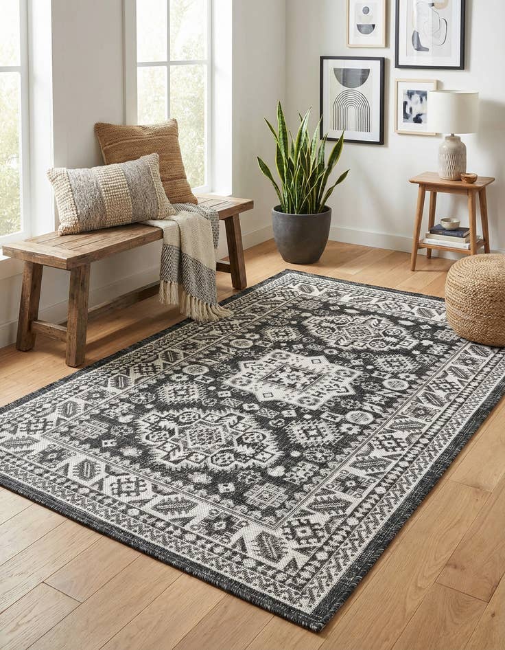 Detail image of 3' x 5' 3  Washable Aztec Indoor / Outdoor Rug