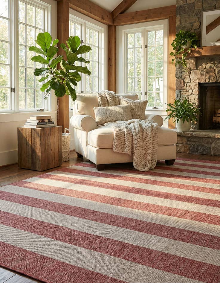 Detail image of 10' x 13' Easy-Clean Ribbon Indoor / Outdoor Rug