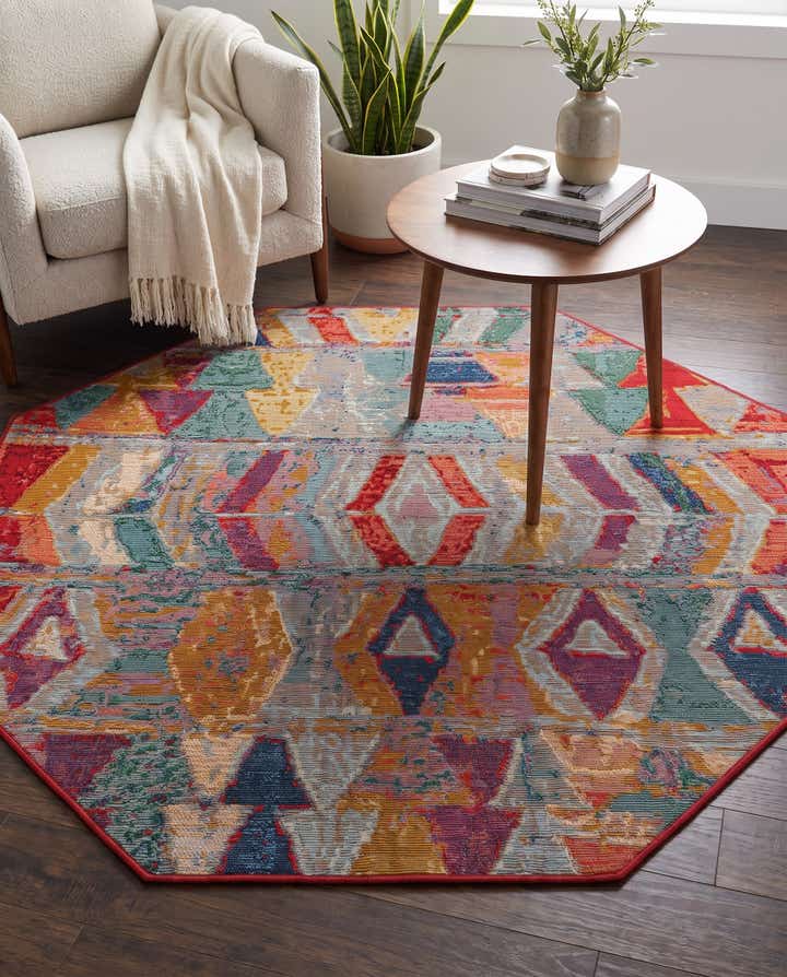 4' x 4' Easy-Clean Modern Indoor / Outdoor Octagon Rug