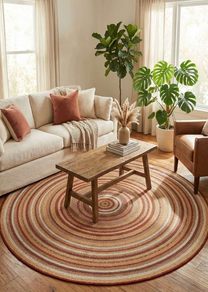 7' x 7' Easy-Clean Baja Indoor / Outdoor Round Rug