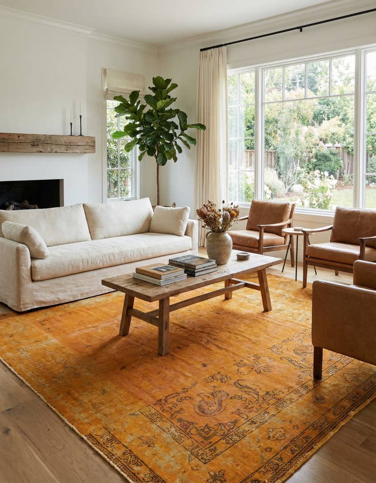 Detail image of 6' 4 x 9'  Hand Knotted Ultra Vintage Persian Wool Rug