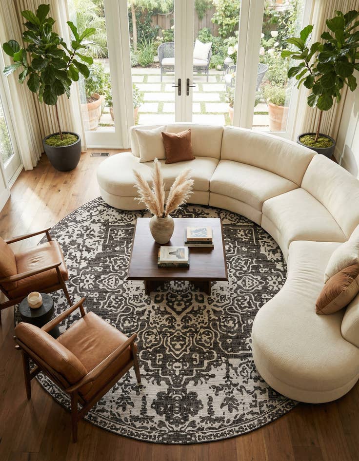 Detail image of 13' x 13' Easy-Clean Jill Zarin Dubai Indoor / Outdoor Round Rug