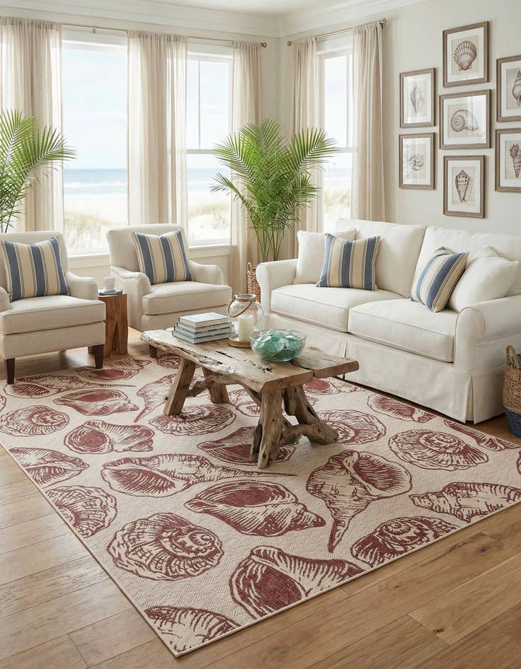 Detail image of  9' x 12'  Washable Coastal Indoor / Outdoor Rug