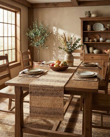  1' 2 x 5' 1  Hand Braided Jute Table Runner Rug