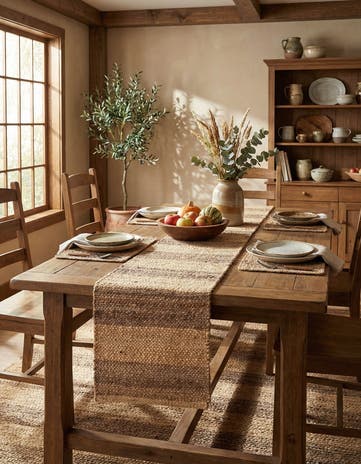Natural Ivory Handmade Braided Jute Table Runner Rug