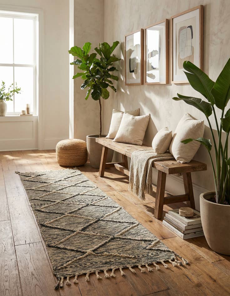 Detail image of 3' 4 x 10'  Hand Knotted Moroccan Wool Runner Rug