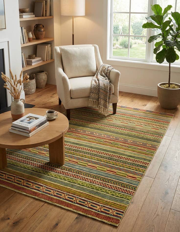 Detail image of  3' 10 x 5' 10  Hand Knotted Modern Ziegler Rug