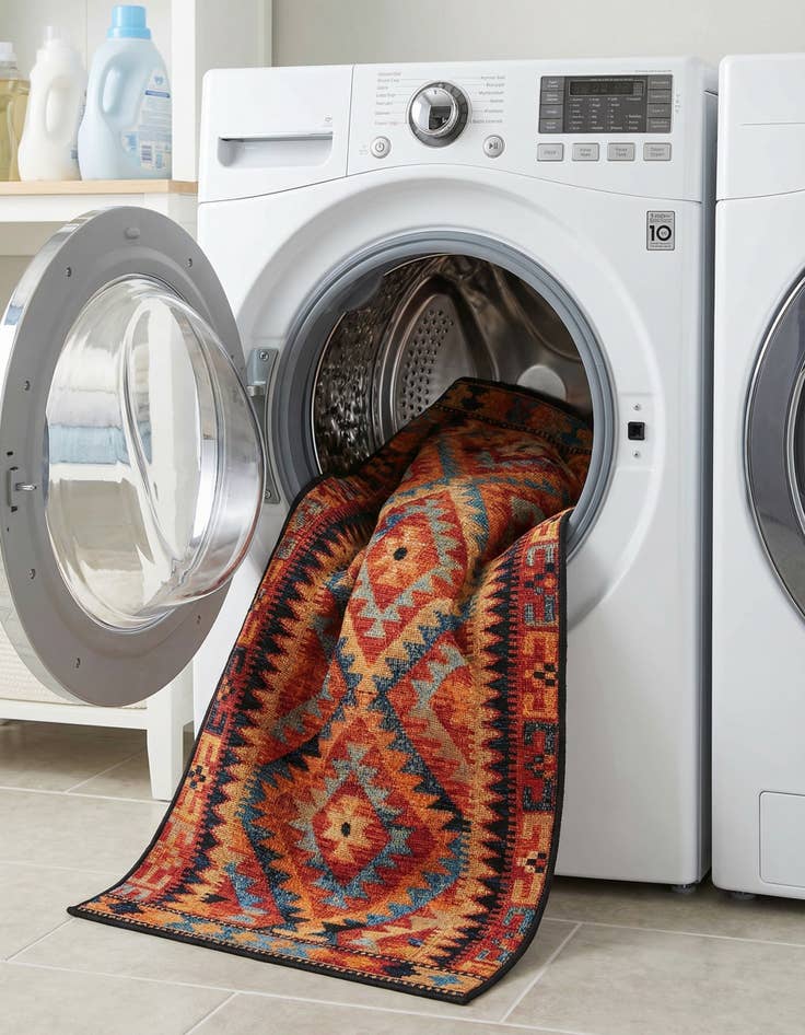 Detail image of 2' 7 x 5' 3  Washable Tribal Indoor / Outdoor Runner Rug