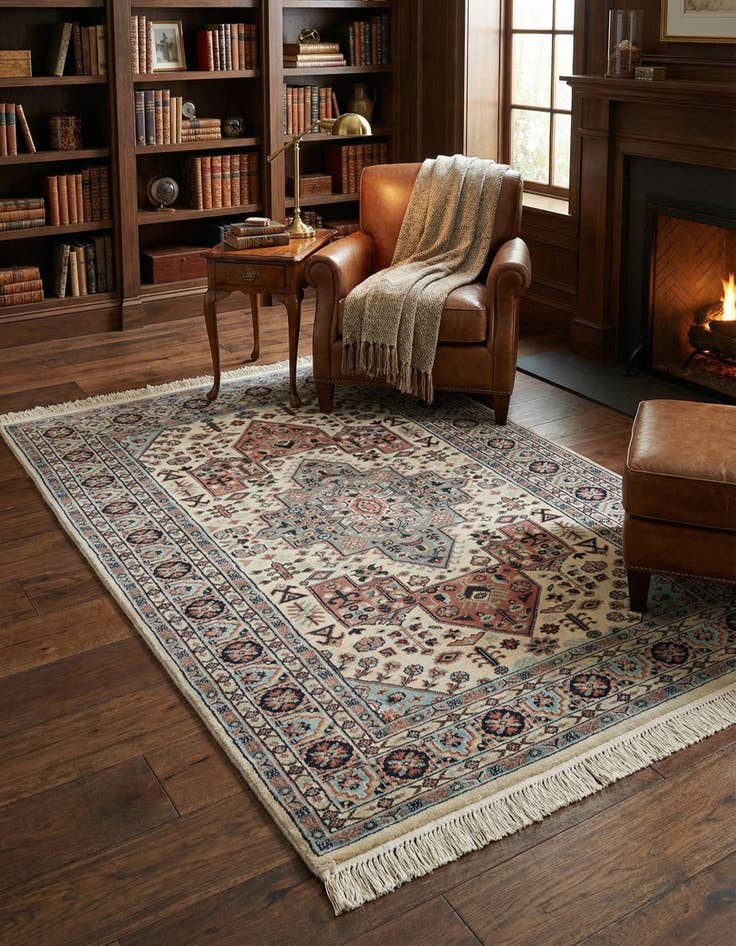 Detail image of 4' 3 x 6' 4 Hand Knotted Bokhara Oriental Wool Rug