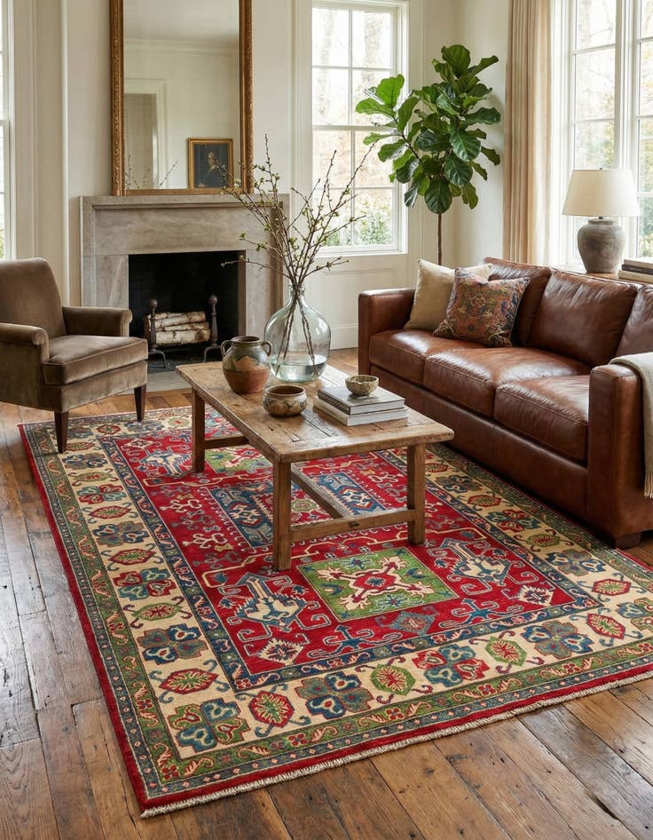 Detail image of  6' x 9'  Hand Knotted Kazak Rug