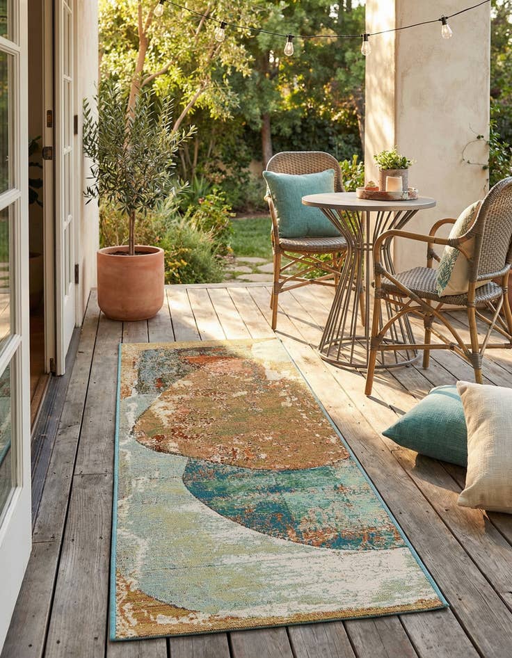 Detail image of 2' x 6' 1 Easy-Clean Modern Indoor / Outdoor Runner Rug