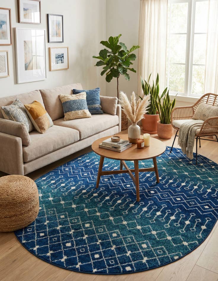 Detail image of  7' 10 x 10' Moroccan Trellis Oval Rug