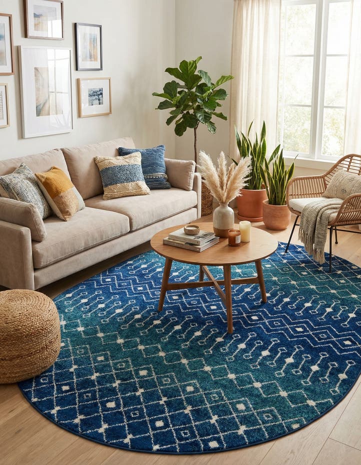 7' 10 x 10' Moroccan Trellis Oval Rug