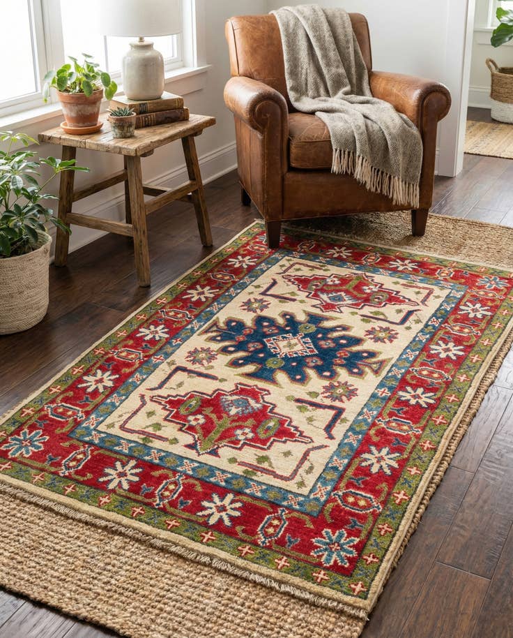 Detail image of 2' 9 x 4' 2 Hand Knotted Kazak Rug