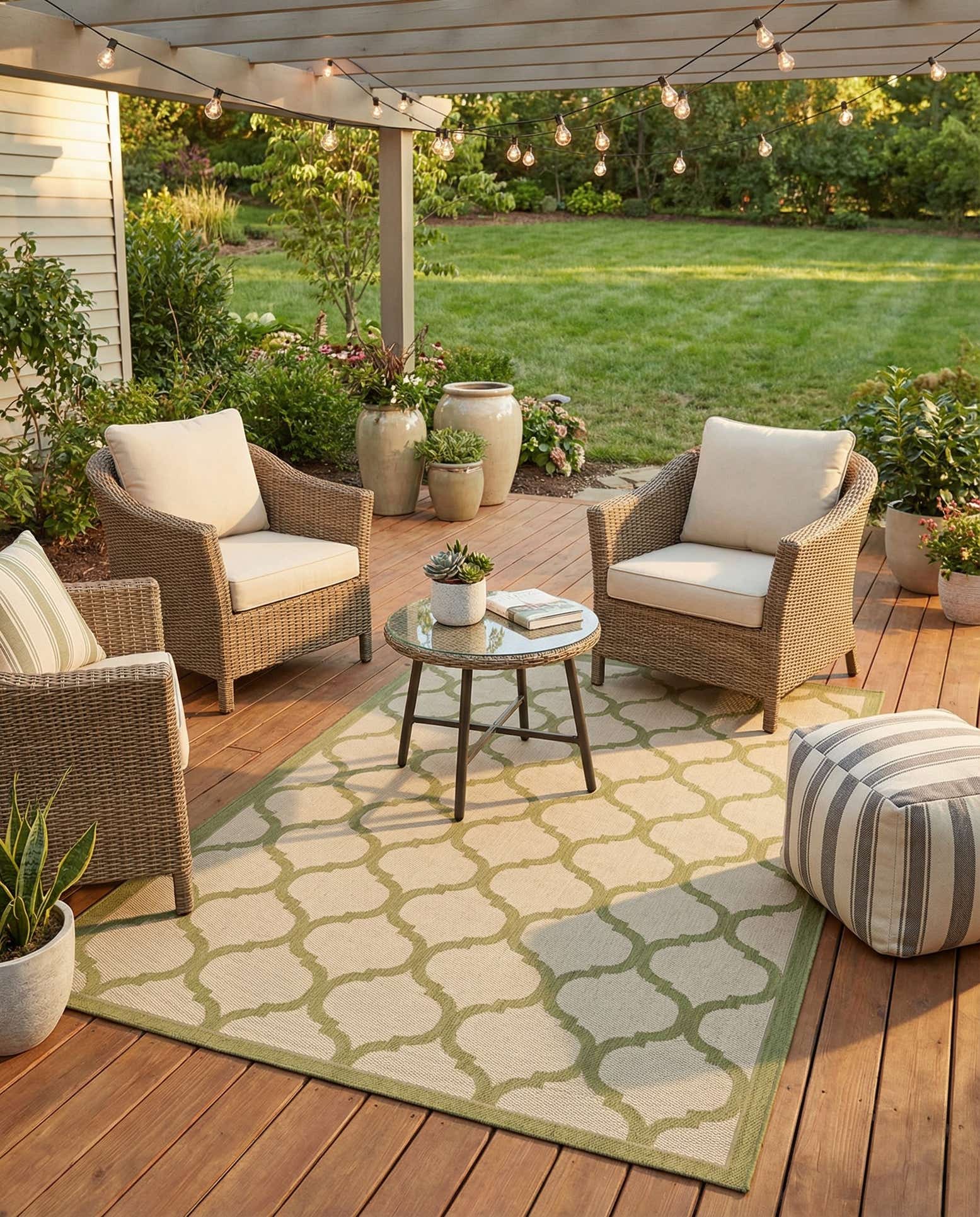 7' x 10' Easy-Clean Trellis Indoor / Outdoor Rug