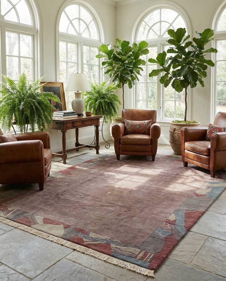 Detail image of 6' 8 x 9' 8 Hand Knotted Tibet Wool Rug