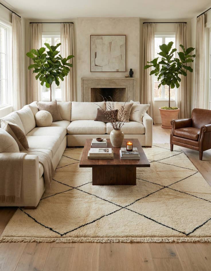 Detail image of 6' 10 x 9' 7  Hand Knotted Moroccan Wool Rug