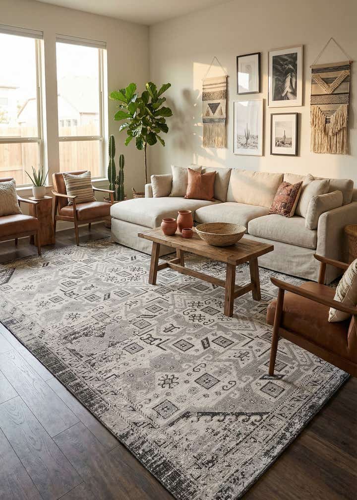 10' x 13' Easy-Clean Aztec Indoor / Outdoor Rug