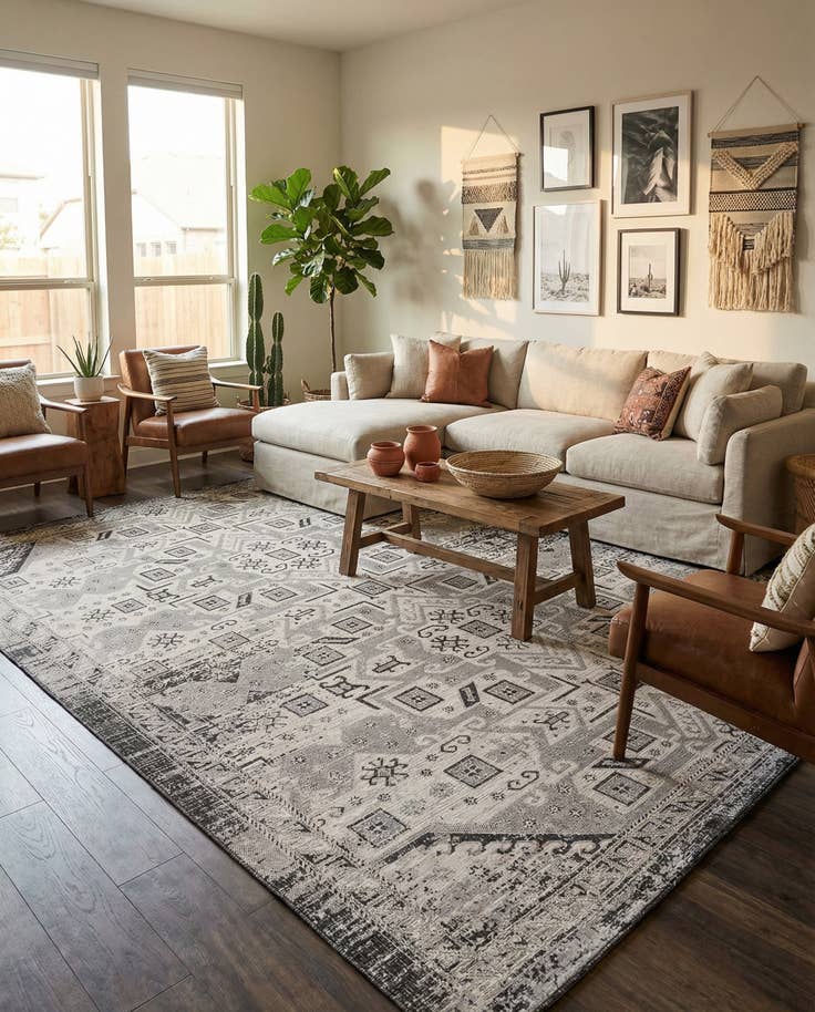 Detail image of 10' x 13' Easy-Clean Aztec Indoor / Outdoor Rug