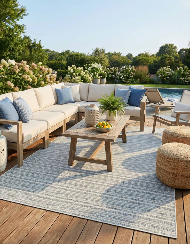 Detail image of 10' x 13'  Washable Striped Indoor / Outdoor Rug