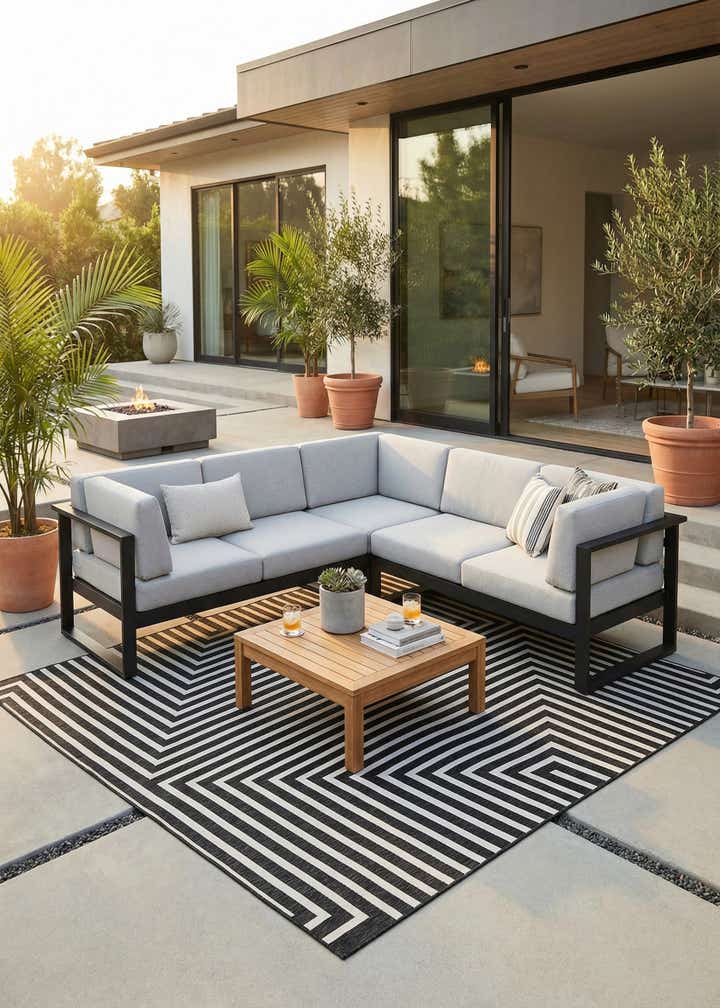 12' x 12' Easy-Clean Modern Indoor / Outdoor Square Rug